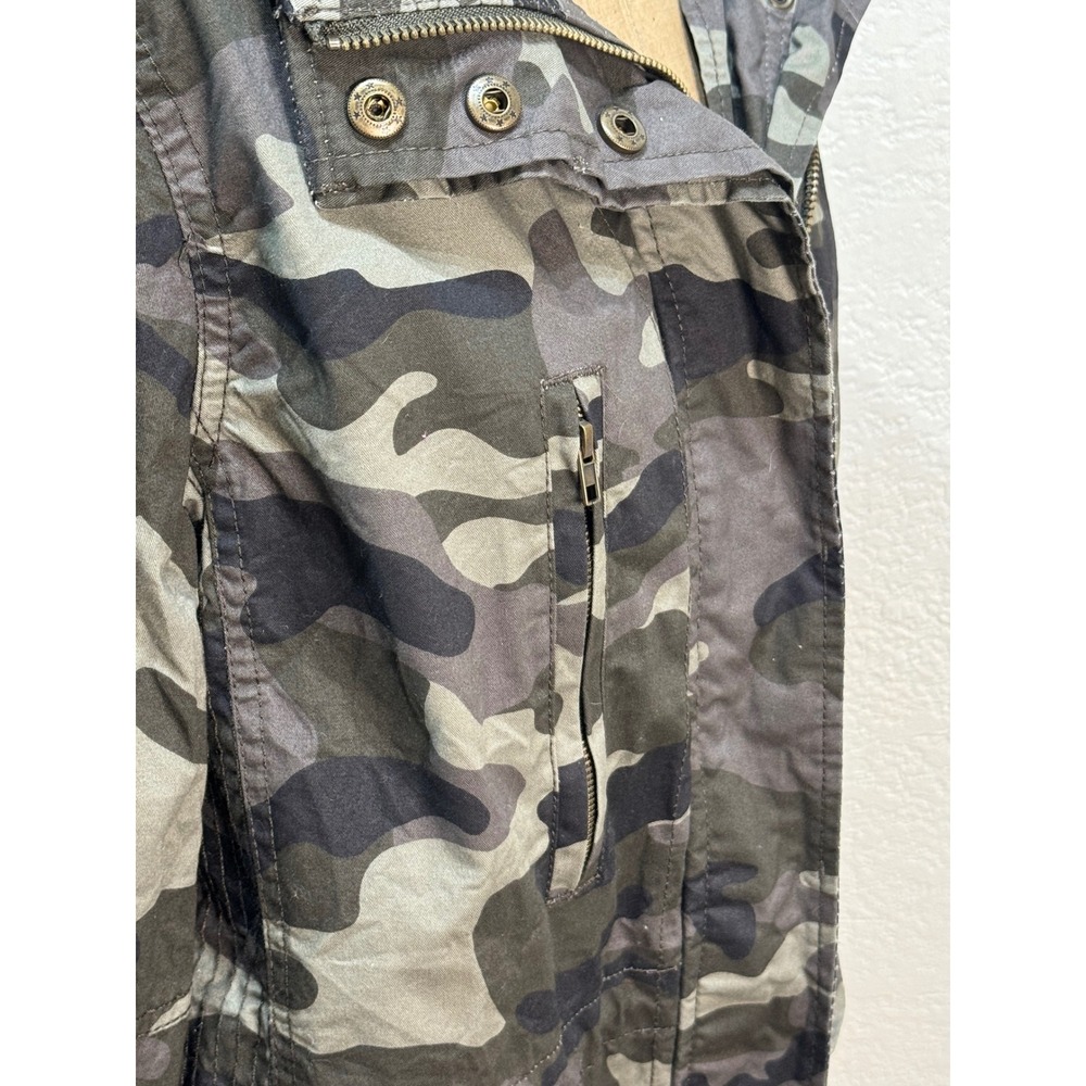 Love Tree Womens Camo Print Utility Field Jacket Green Zip Front Pockets L - Picture 5 of 14